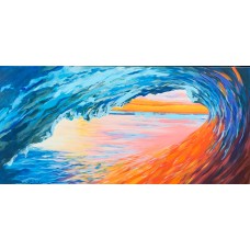 Wave Sunrise Design for Surf Board